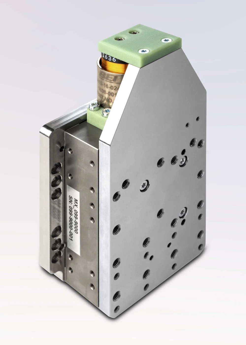 MX_099-9000 very high precision flexure linear stage, machined aluminium body with direct drive